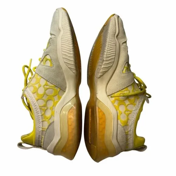 COACH Citysole Signature Mesh Runner Sneakers lemon yellow size 7.5 - Picture 3 of 9